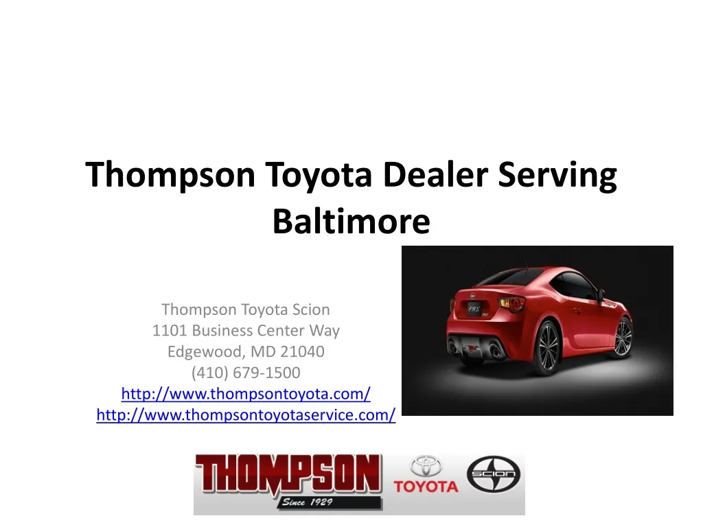thompson toyota dealer serving baltimore