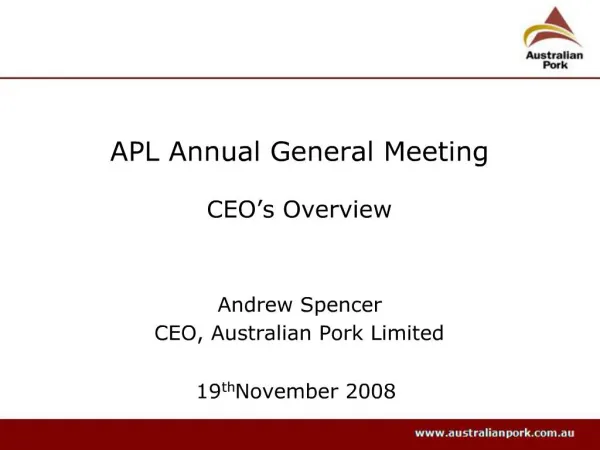 APL Annual General Meeting CEO