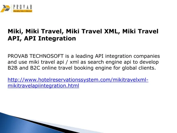 Miki, Miki Travel, Miki Travel XML, Miki Travel API, API Int