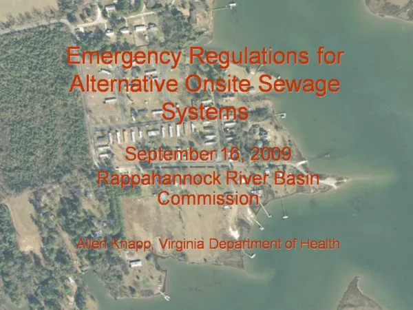 Emergency Regulations for Alternative Onsite Sewage Systems