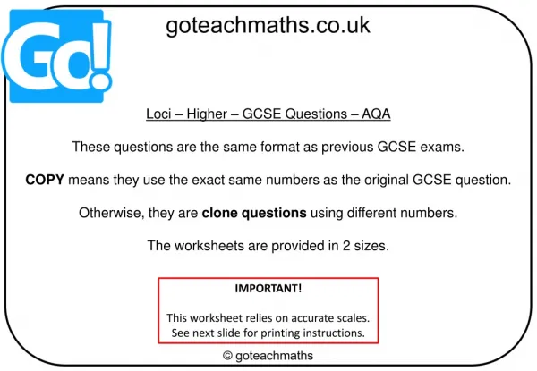 loci higher gcse questions aqa these questions