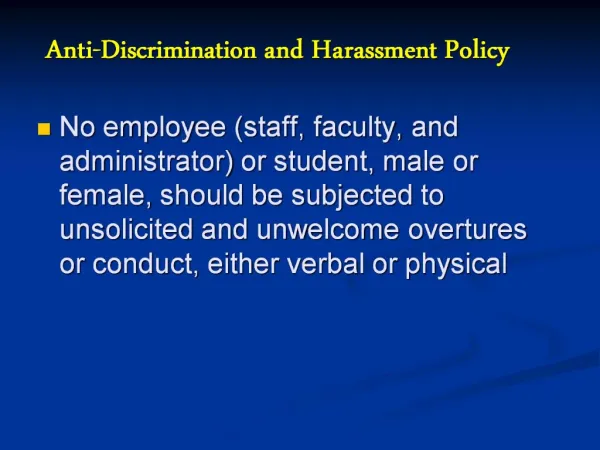 Anti-Discrimination and Harassment Policy