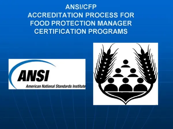 ANSICFP ACCREDITATION PROCESS FOR FOOD PROTECTION MANAGER ...