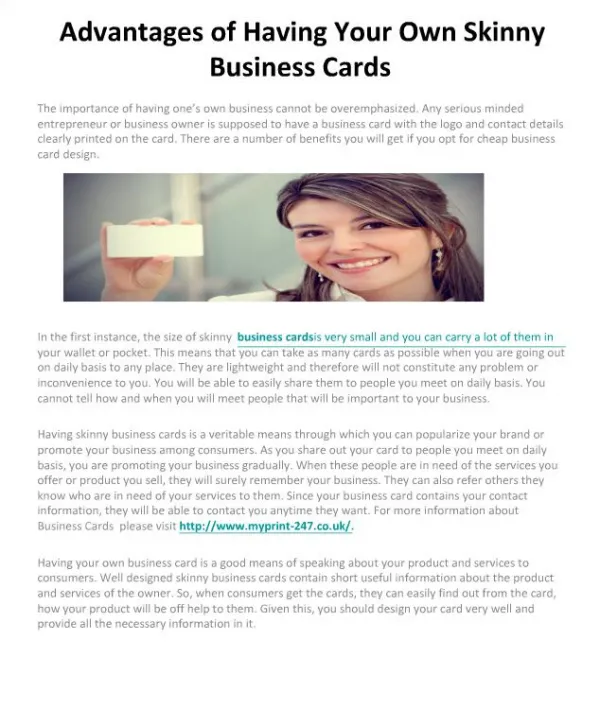 Advantages of Having Your Own Skinny Business Cards