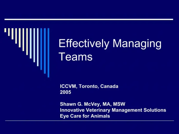 Effectively Managing Teams