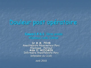 Douleur post op - slide 1