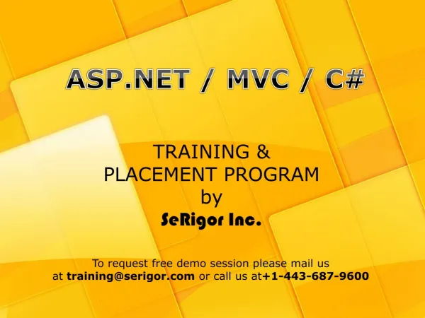 .Net Training and Placement Progrma