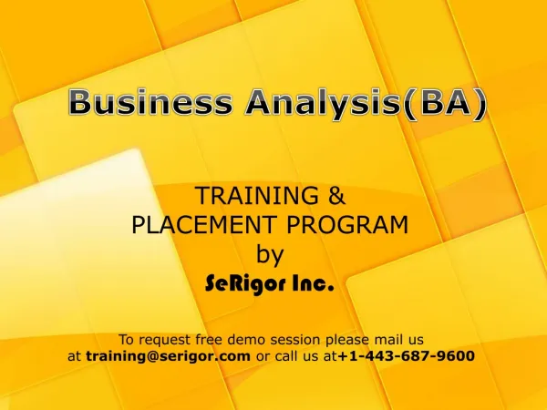 Business Analyst Traininga and Placement program