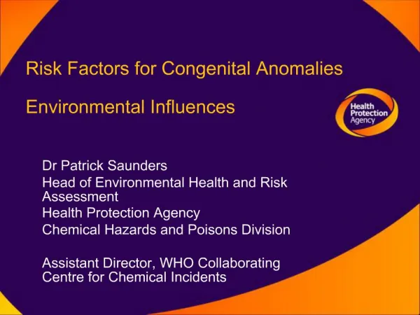 Risk Factors for Congenital Anomalies Environmental Influences