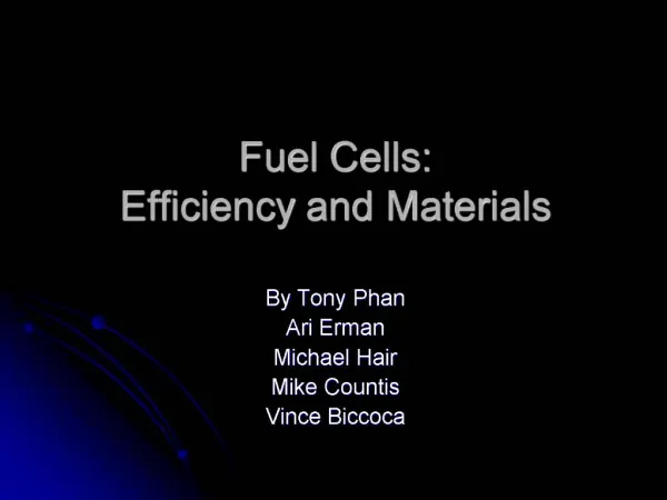 Fuel Cells: Efficiency and Materials