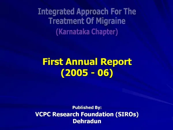 First Annual Report 2005 - 06
