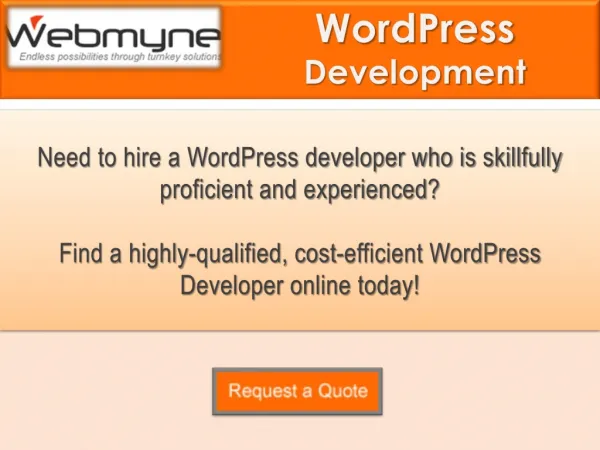 Hire a WordPress Developer Experts with Webmyne System