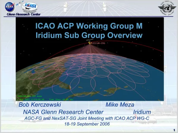 ICAO ACP Working Group M Iridium Sub Group Overview