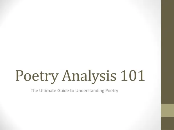Poetry Analysis 101