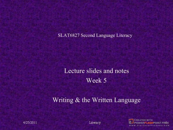 SLAT6827 Second Language Literacy