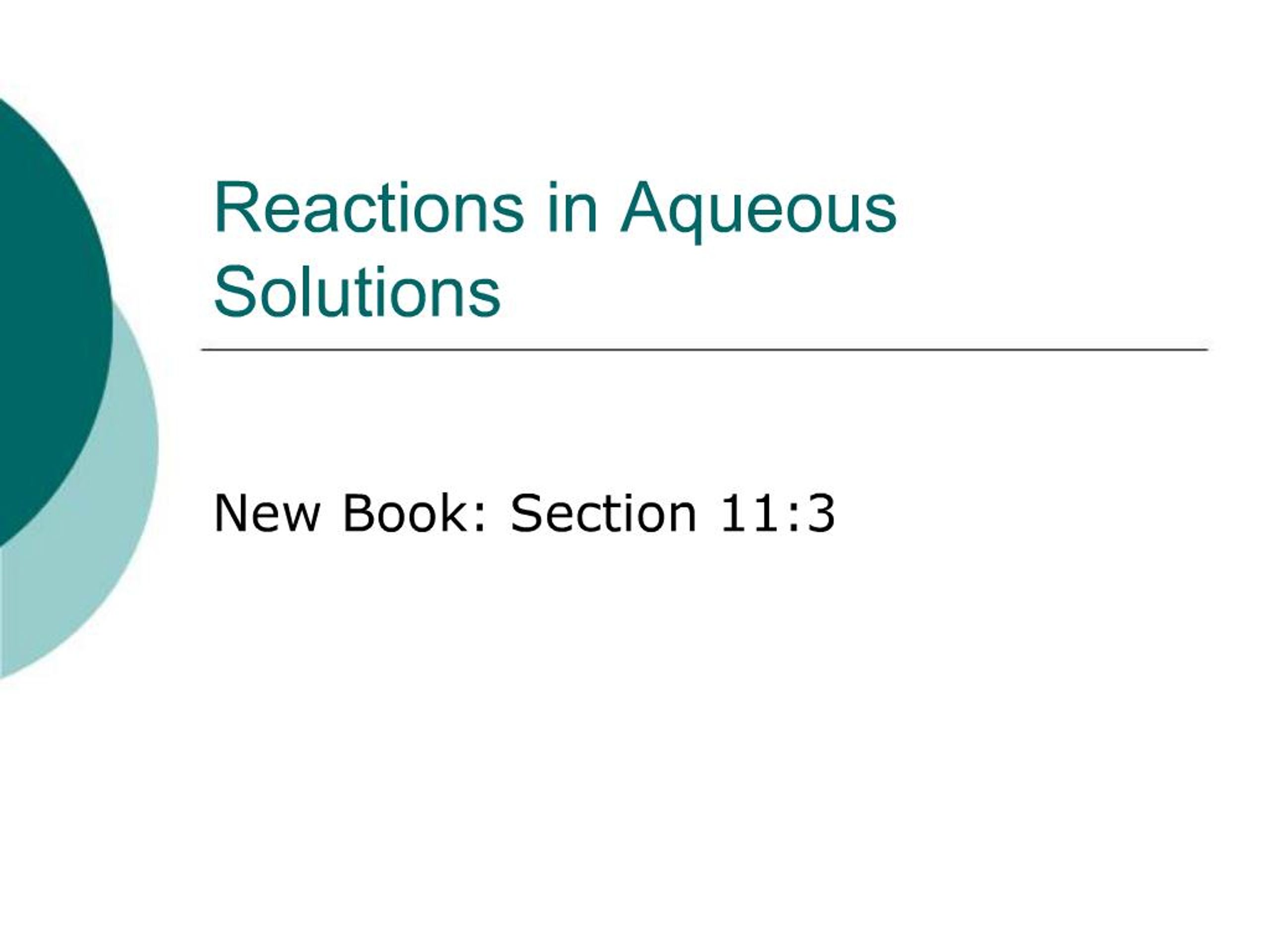 PPT - Reactions in Aqueous Solutions PowerPoint Presentation, free ...