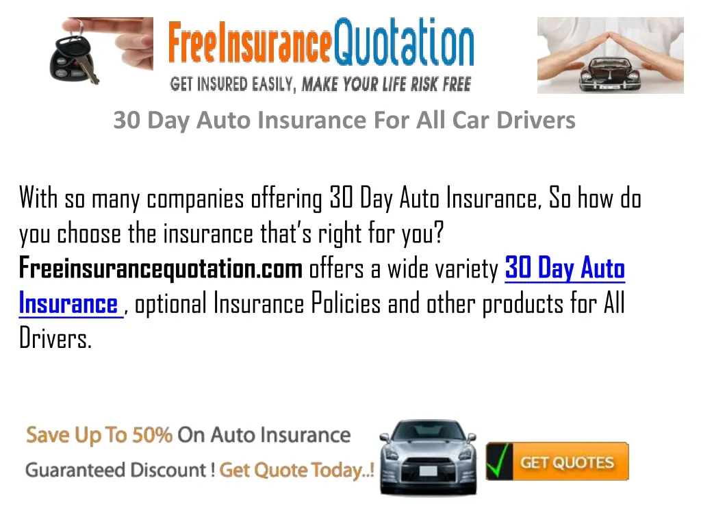 30 day auto insurance for all car drivers