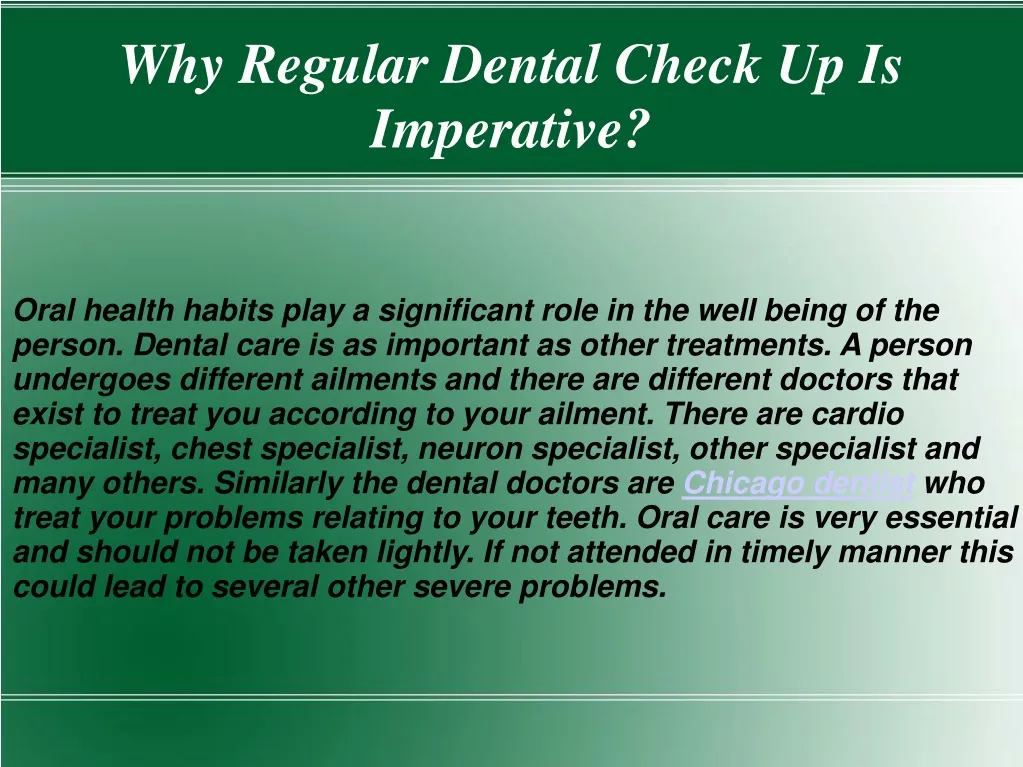 why regular dental check up is imperative