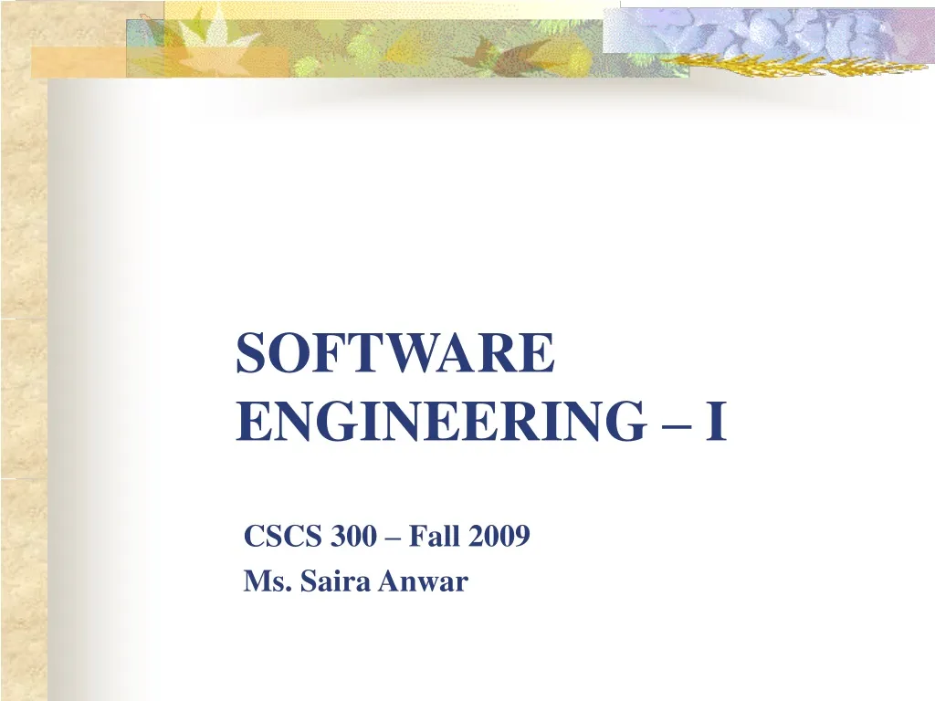 software engineering i