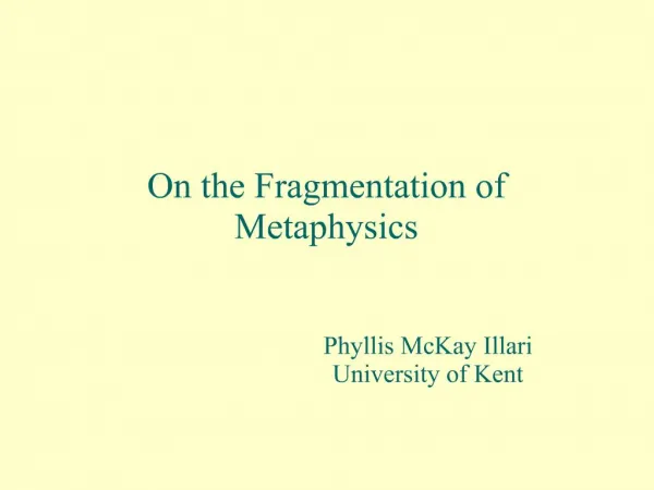 On the Methodology of Metaphysics: A opinionated critique of ...