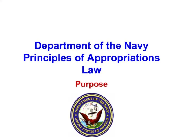 Department of the Navy Principles of Appropriations Law