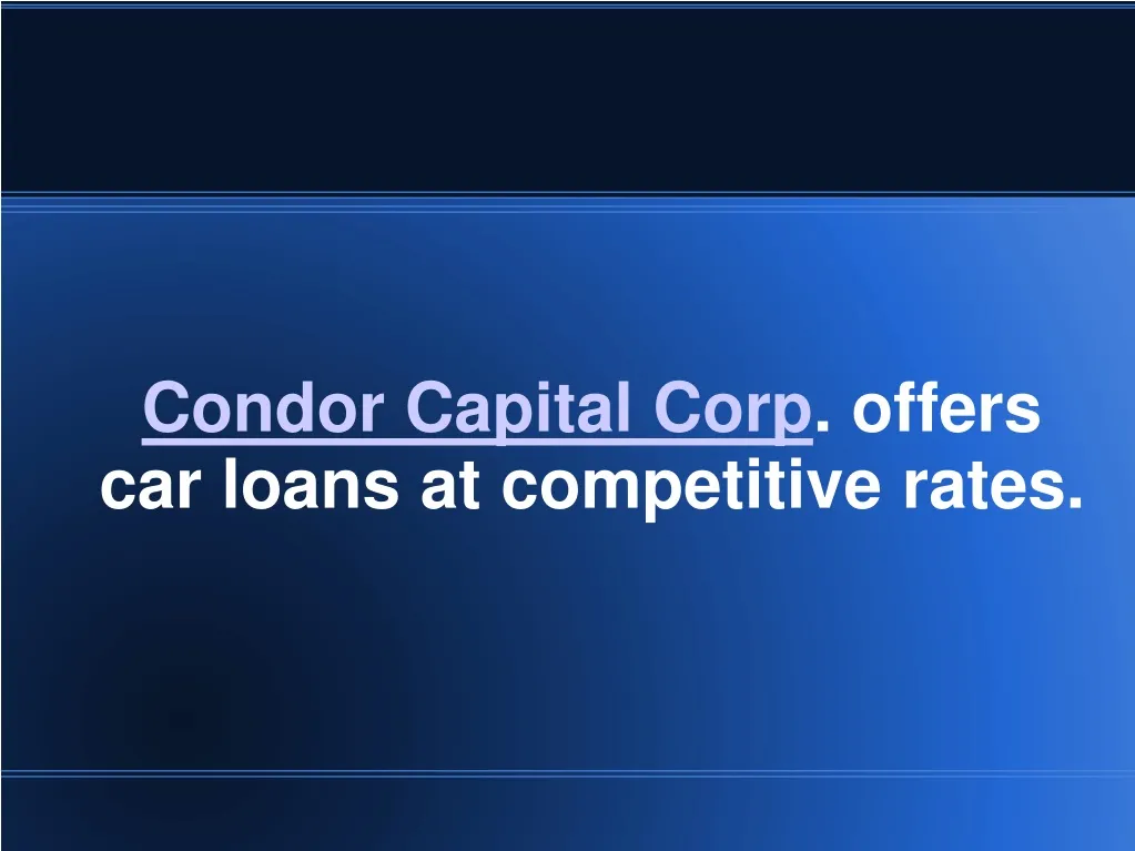 condor capital corp offers car loans