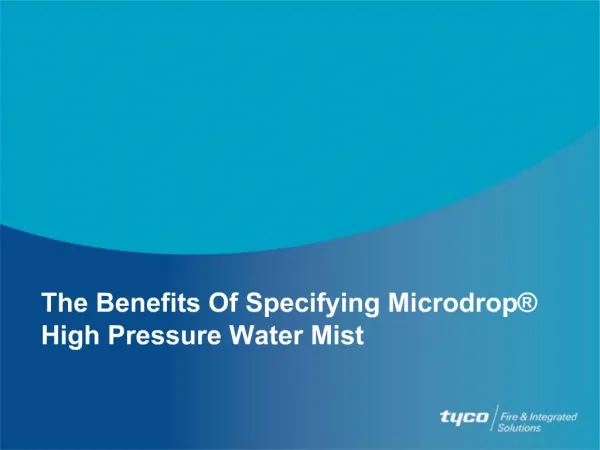 The Benefits Of Specifying Microdrop High Pressure Water Mist