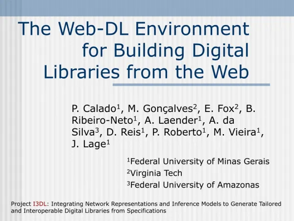 The Web-DL Environment for Building Digital Libraries from the Web