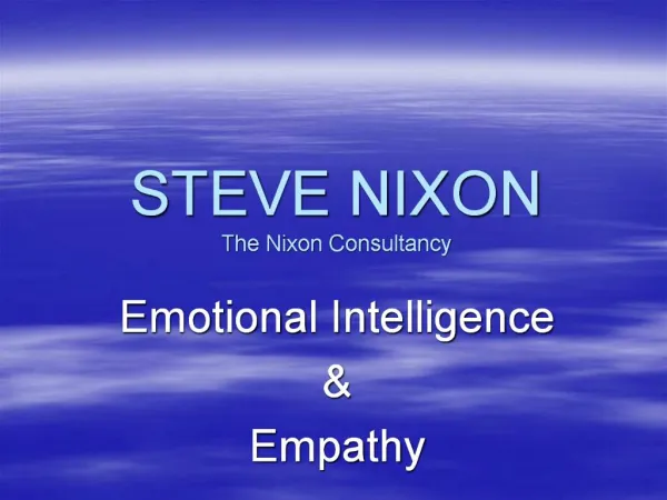 STEVE NIXON The Nixon Consultancy