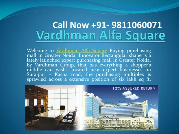 Vardhman Alfa Square Advance Infratech.Com 9811060071