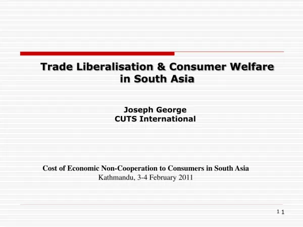 Trade Liberalisation &amp; Consumer Welfare in South Asia