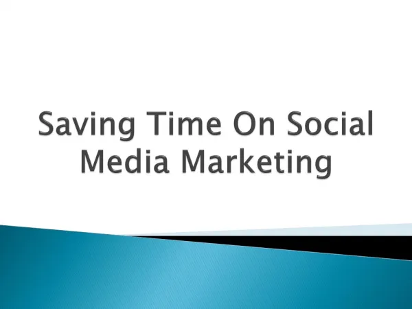 Saving Time On Social Media Marketing