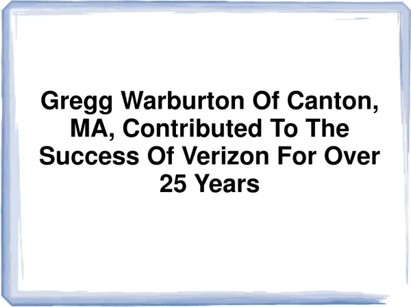 Gregg Warburton Canton MA