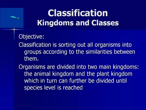 Classification Kingdoms and Classes