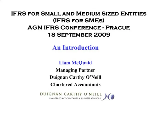 IFRS for Small and Medium Sized Entities IFRS for SMEs AGN IFRS ...