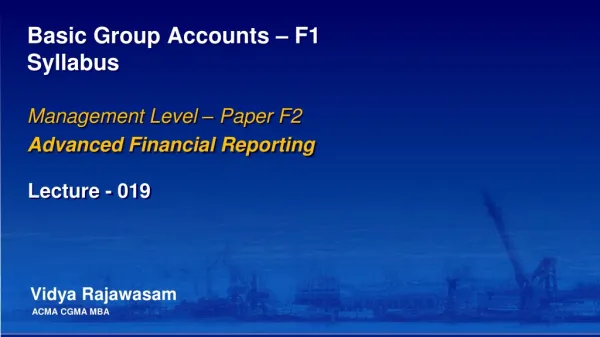 Basic Group Accounts – F1 Syllabus