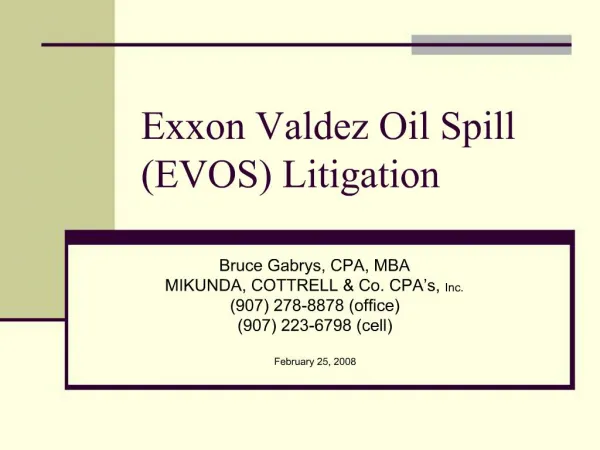 Exxon Valdez Oil Spill EVOS Litigation