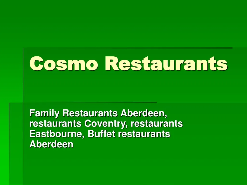 cosmo restaurants