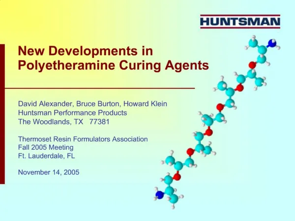 New Developments in Polyetheramine Curing Agents