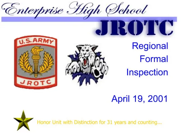 Regional Formal Inspection April 19, 2001