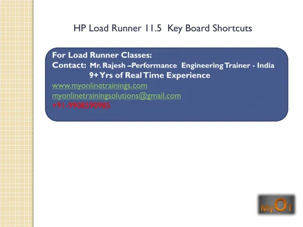 HP Load Runner 11.5 shortcut keys