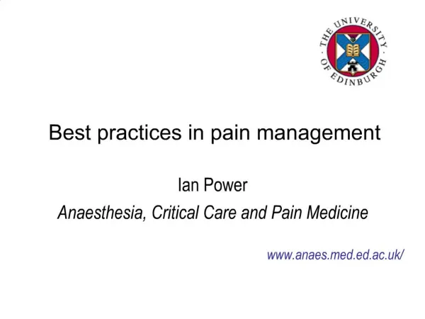 Best practices in pain management