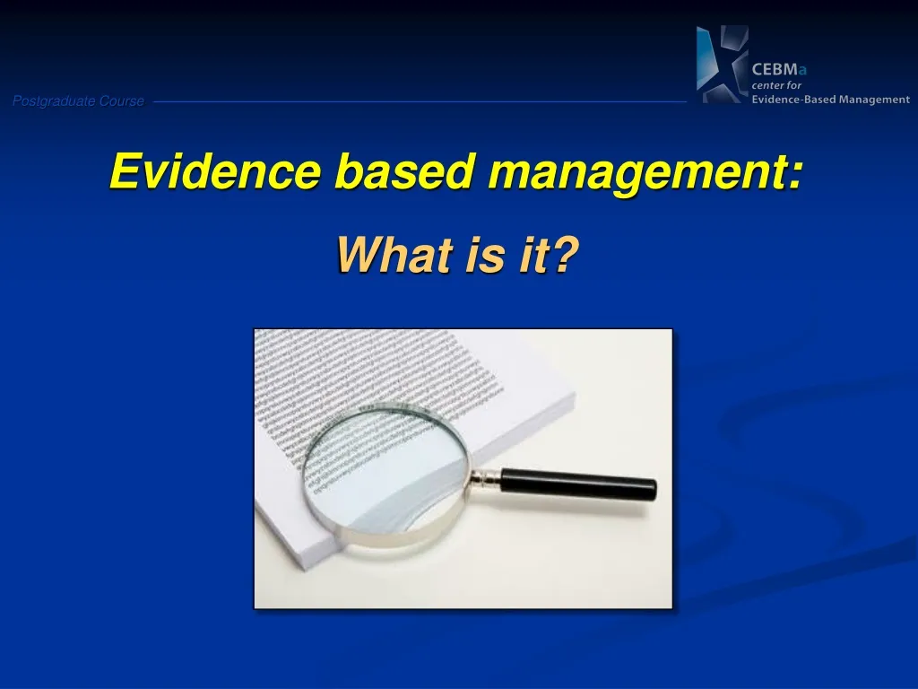 evidence based management what is it