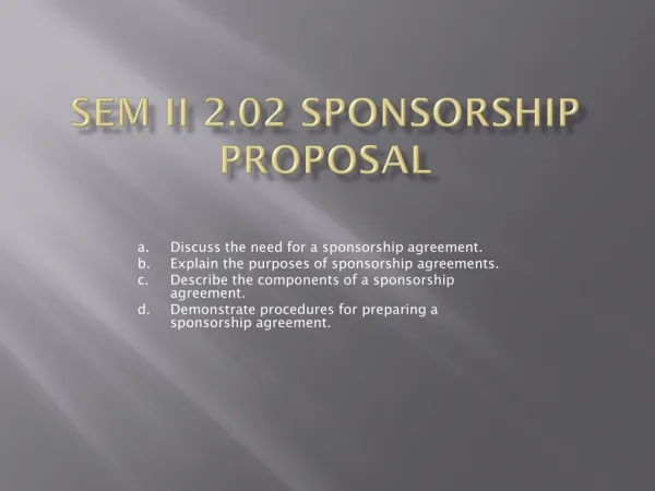 SEM II 2.02 Sponsorship proposal