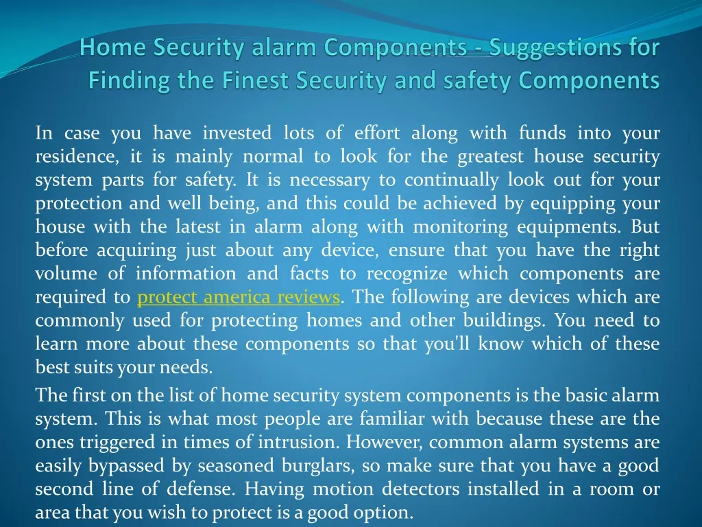 home security alarm components suggestions for finding the finest security and safety components