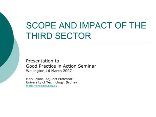SCOPE AND IMPACT OF THE THIRD SECTOR