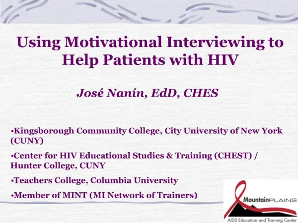 Using Motivational Interviewing to Help Patients with HIV