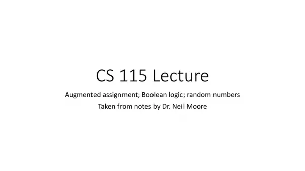 CS 115 Lecture