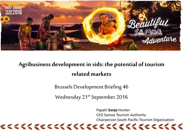 Agribusiness development in sids: the potential of tourism related markets