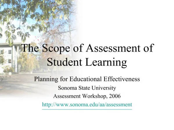 The Scope of Assessment of Student Learning